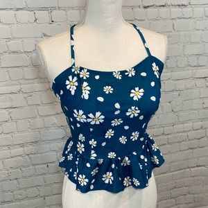 Tankini Top Floral Print Ruffle-Large